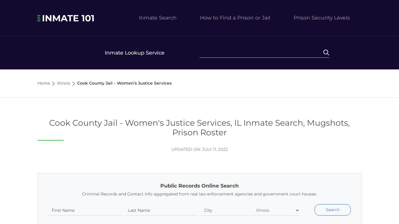 Cook County Jail - Women's Justice Services - Inmate101
